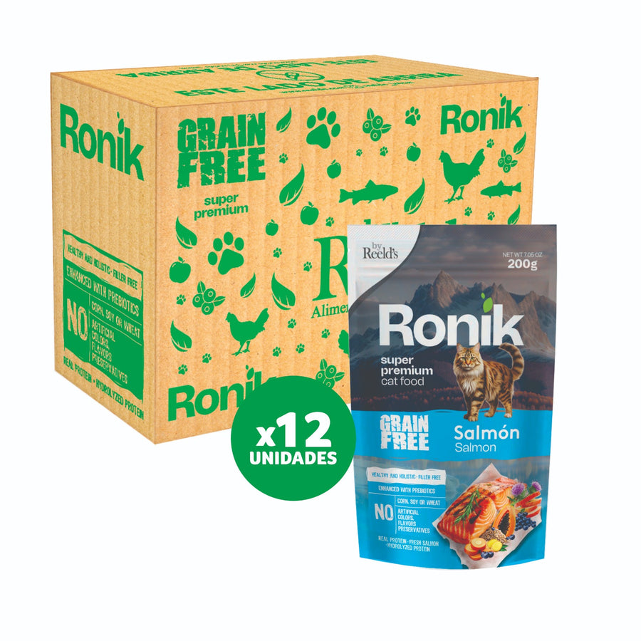Ronik Grain Free Gato 200 g sabor Salmon 12 Unidades